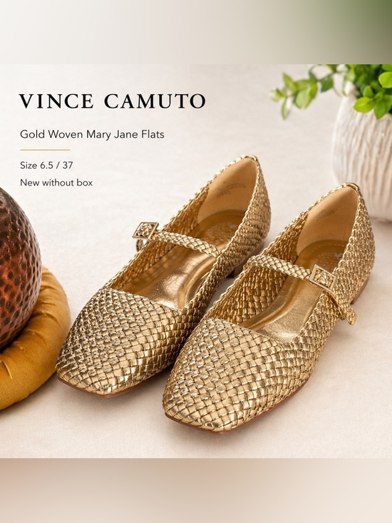 Vince Camuto Shoes - Vince Camuto Metallic Gold Woven Mary Jane Flats - new without box (6.5/37)